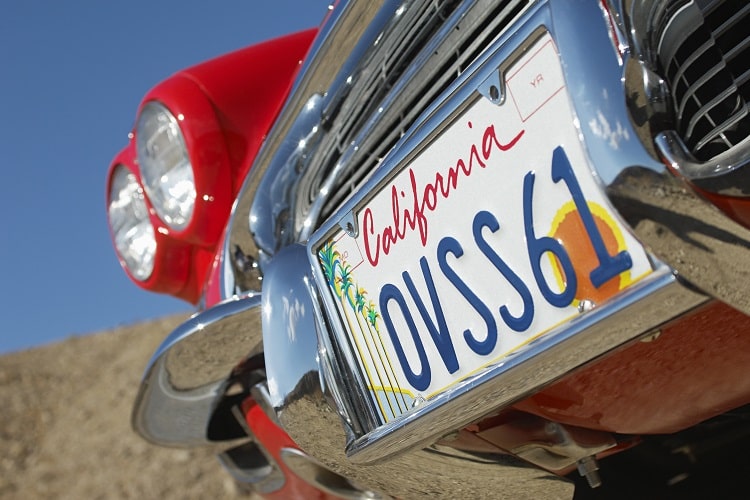 Classic cars number plate, close-up