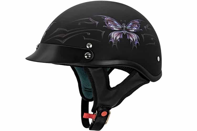 VCAN Cruiser Intricate Butterfly Motorcycle Half Helmet
